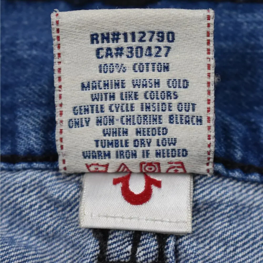 Vintage True Religion Jean Shorts Men's 31 (33) Ricky Blue Denim Cut Off Y2K USA